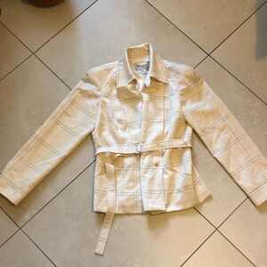 Worth Cream Plaid Trench Coat